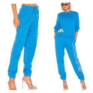 I.AM. GIA Taja Blue Graphic Logo French Terry Sweatpants XS Loungewear